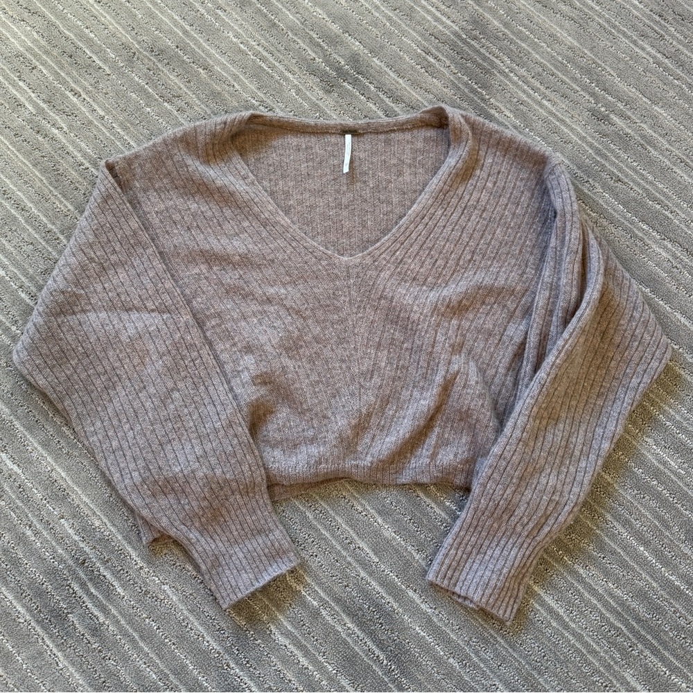 Free People V Neck 100% Cashmere Elias Sweater - Picture 2 of 4